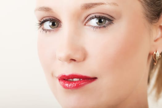 Closeup portrait of a pretty young woman