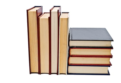 OLd books isolated over a white background.