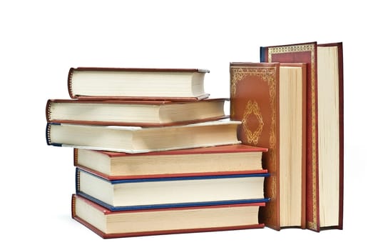 OLd books isolated over a white background.