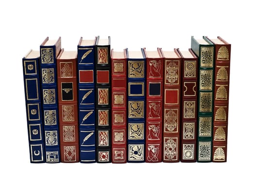 OLd books isolated over a white background.