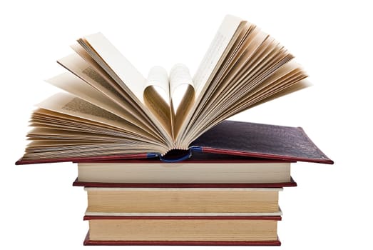 OLd books isolated over a white background.