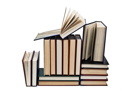 OLd books isolated over a white background.