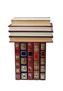 OLd books isolated over a white background.