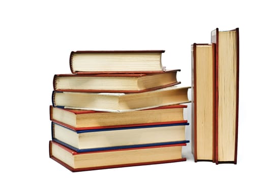 OLd books isolated over a white background.