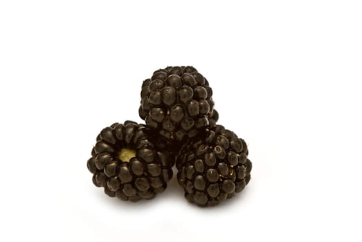 Blackberries isolated over a white background.