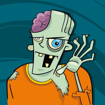 cartoon illustration of funny zombie