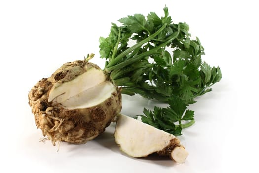 a celery bulb against a white background