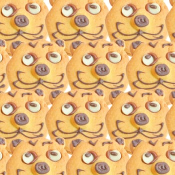 Range of homemade baked cookies with cat face isolated on white
