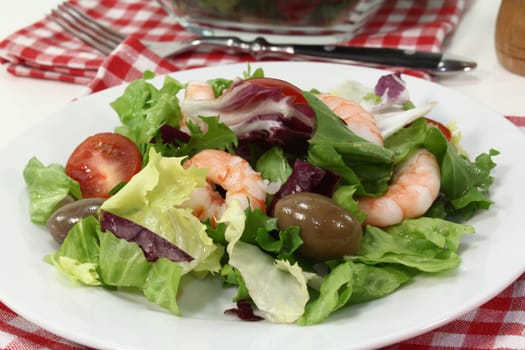 mixed salad with shrimp and tomatoes