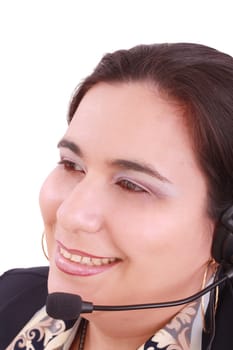 A thoughtful young operator sitting in her office