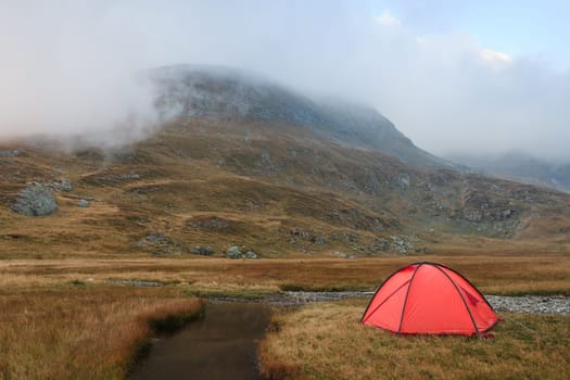 mountain tent in the Carpathian Mountains, Romania