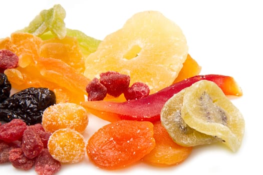 dried fruits on white background