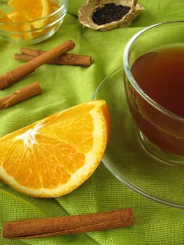 Black tea with oranges and cinnamon