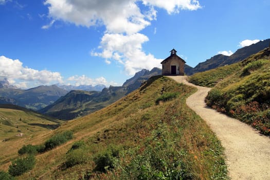 The small chapel at the Falzarego Pass