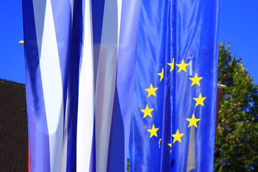 Flags of Greece and the European Union