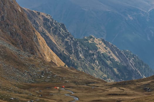 camping site in the Carpathian Mountains, Romania