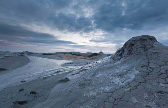 Strange landscape (dry mud scorched earth) produced bu active mud volcanoes. Location: Buzau Romania