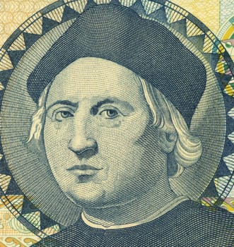 Christopher Columbus (1451-1506) on 1 Dollar 1992 Banknote from Bahamas. Italian explorer, colonizer and navigator.