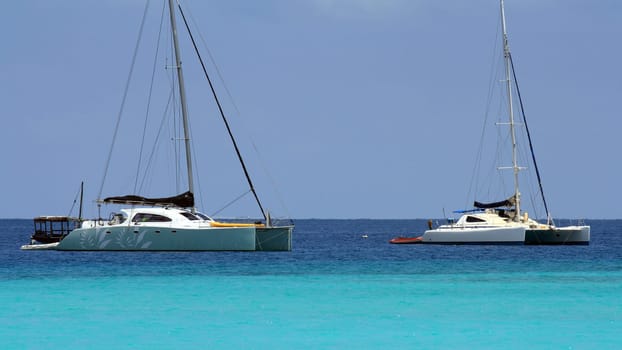 Two catamarans in Zanzibar on a sunny day