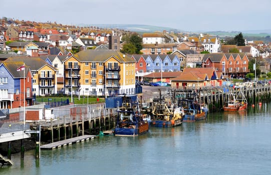 Traditional small British fishing port, Newhaven, England, UK