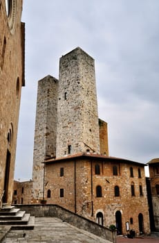 Tower in San Gimignano medieval village, Tuscany, Italy