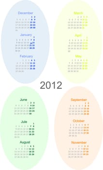 2012 year calendar vector illustration. Winter, summer, spring and autumn