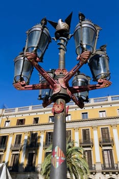 Lantern Plaza Real in Barcelona, designed by Antonio Gaudi