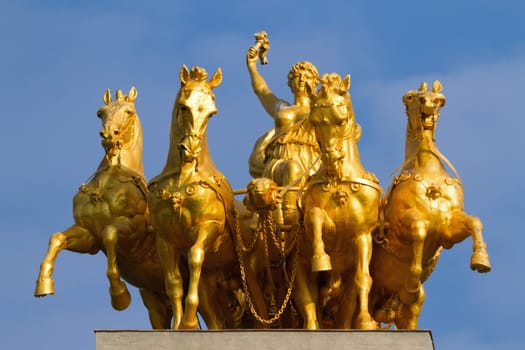 sculpture of mythological equestrian on a fountain the cascade in park De la Ciutadella in barcelona, catalonia, spain