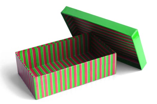Gift box open in green-red