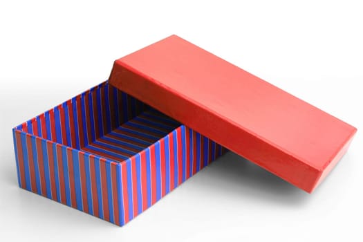 Open gift box in red-blue