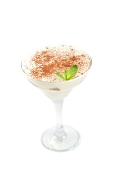 Classic italian dessert- tiramisu with mascarpone cheese, cookies and liqueur