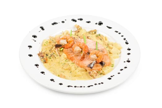 Salmon fish and seafood tasty gourmet dish closeup