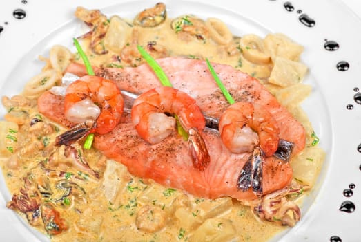 Salmon fish and seafood tasty gourmet dish closeup