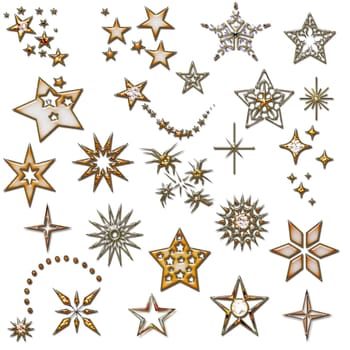 set of stars. Design element. Star Icons. Christmas golden design elements.