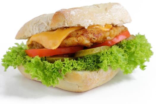 Brütchen with schnitzel,lettuce and tomatoes