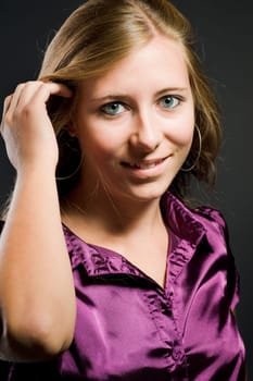 Portrait of a sexy woman with beautiful brown long hair