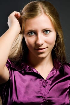 Portrait of a sexy woman with beautiful brown long hair