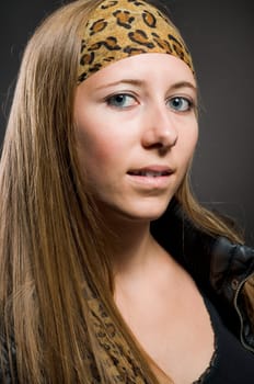 Sexy portrait of a woman with beautiful brown long hair