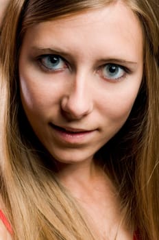 Sexy portrait of a woman with beautiful brown long hair