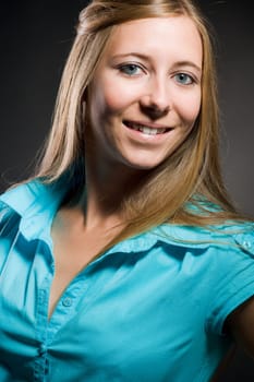 Portrait of a sexy woman with beautiful brown long hair