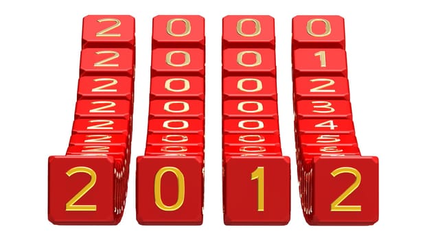 field of numbers from 2000 to 2012, 3d render