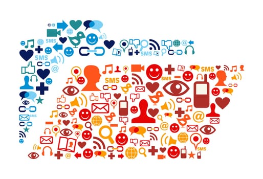 Social media icons set in folder shape composition