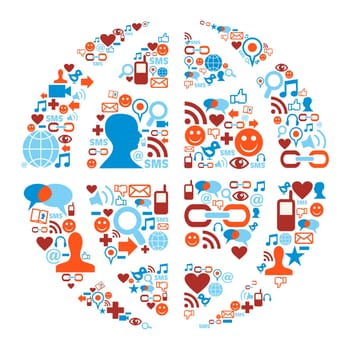 Social media icons set in Earth globe shape illustration