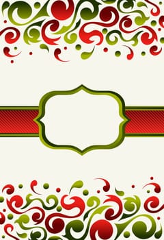 Xmas invitation made with green and red ornated background