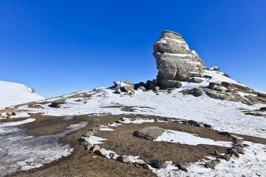 The Sphinx natural rock formation in Bucegi Mountains, Romania