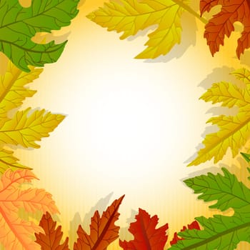 Forest leaves frame, border. No mesh or transparencies used for this illustration.