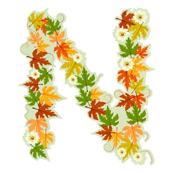 Pattern letter made from flowers and leaves