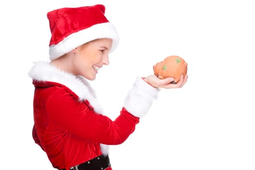 Woman in Santa Claus costume