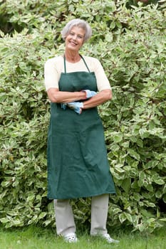 Active senior woman gardening