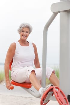 Active senior woman on the beach